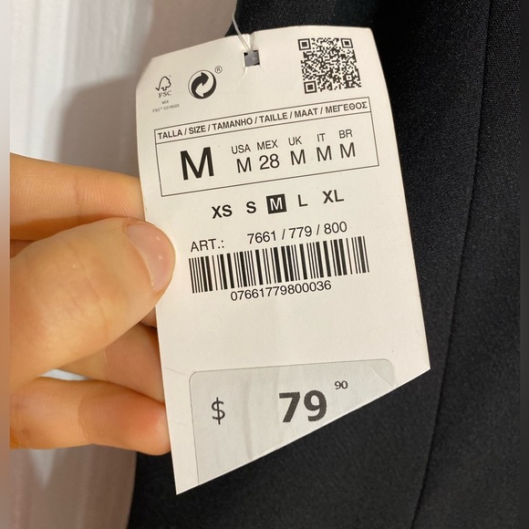 NWT Zara Mini V Neck Buttoned Pockets Sleeveless Preppy Vest Dress Size Medium - Picture 15 of 16